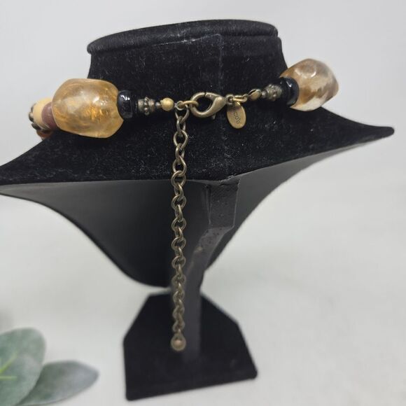 CHICO'S Chunky Beaded Pendant Necklace Earth Tones - Picture 4 of 7